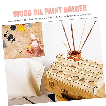 絵の具ラック Amazon | TOPPERFUN 木製 絵の具 保管庫 絵の具 瓶 ホルダー